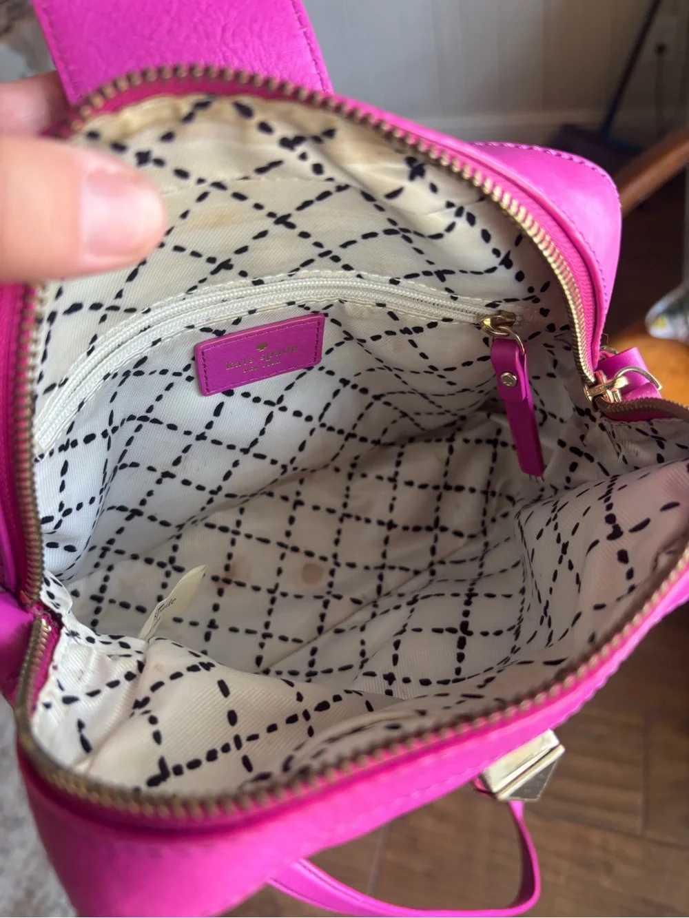 Kate Spade New York Hot Pink Fuchsia Leather Turnlock Crossbody Camera Bag